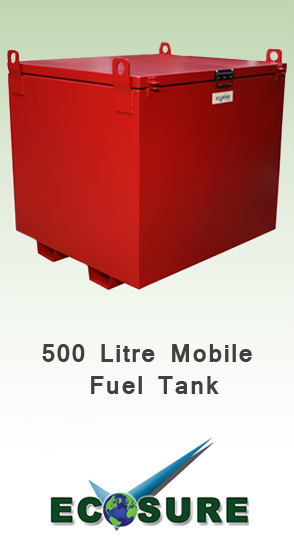 Ecosure 500 Litre Steel Mobile Fuel Tank Red